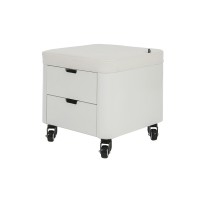 Cozy pedicure stool: With two storage drawers in white lacquered wood